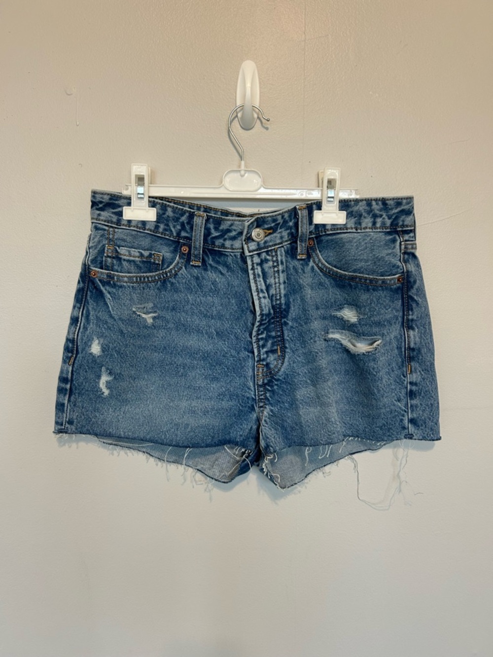 Old Navy Medium Blue Distressed Denim Shorts